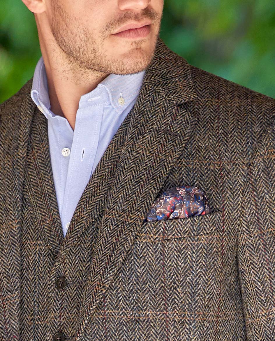 Harris Tweed Sakko ''London'' in highland green herringbone - Wellington of Bilmore
