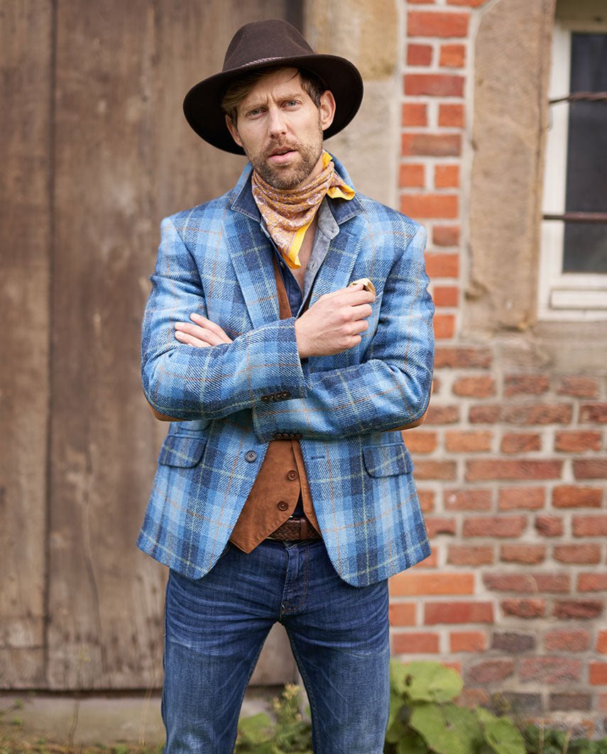 Harris Tweed Sakko "London" in jeans herringbone - Wellington of Bilmore