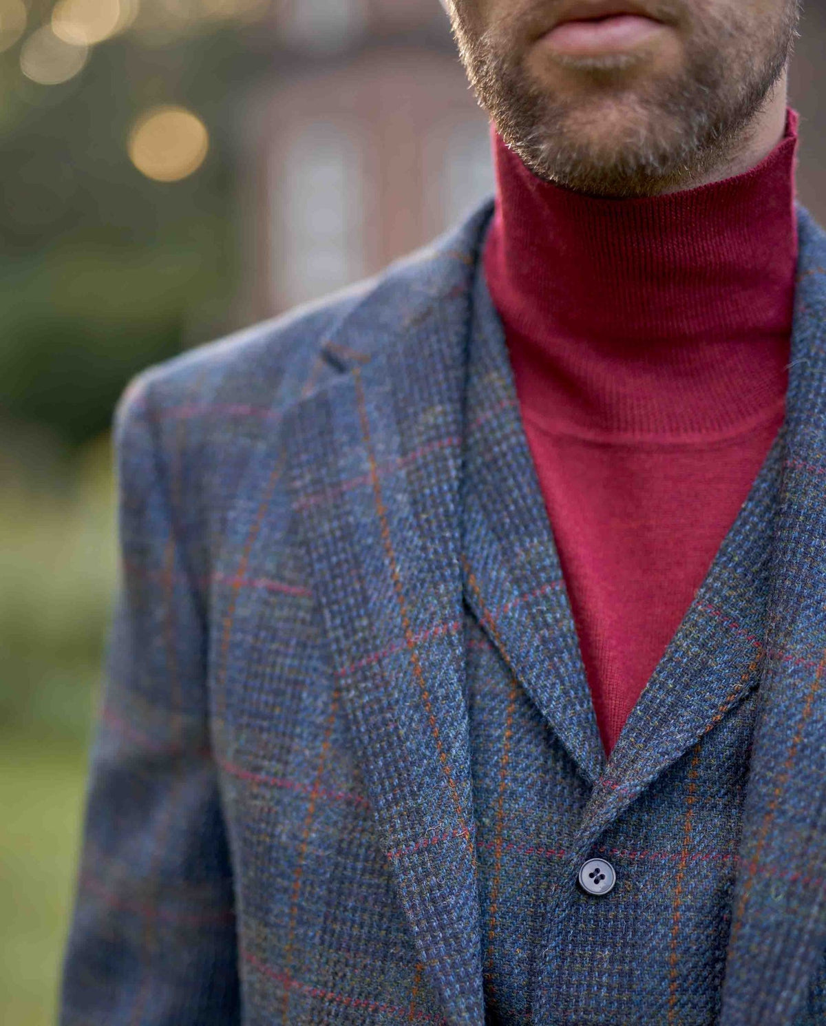 Harris Tweed Sakko "London" in multi-blue Tweed - Wellington of Bilmore