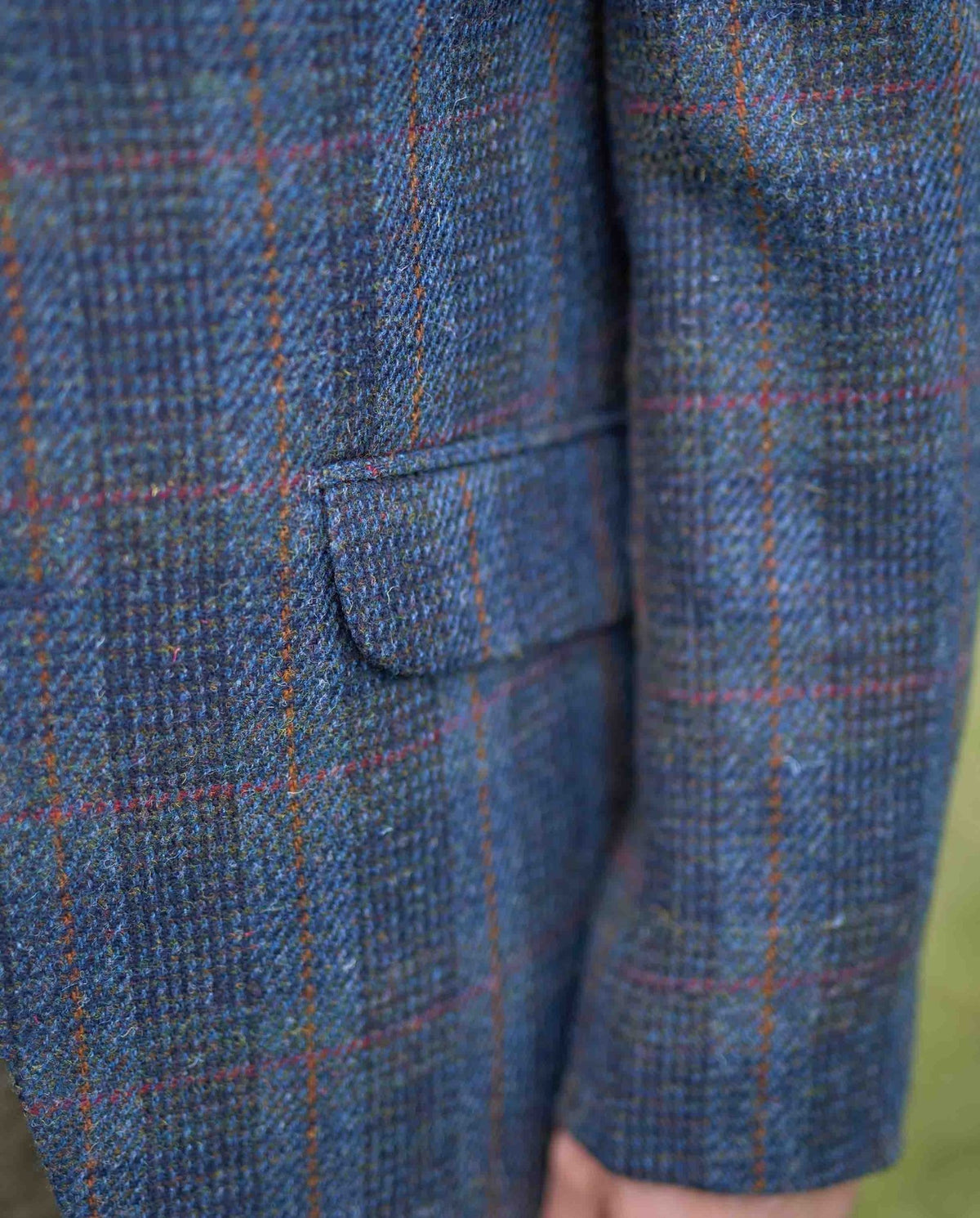 Harris Tweed Sakko "London" in multi-blue Tweed - Wellington of Bilmore
