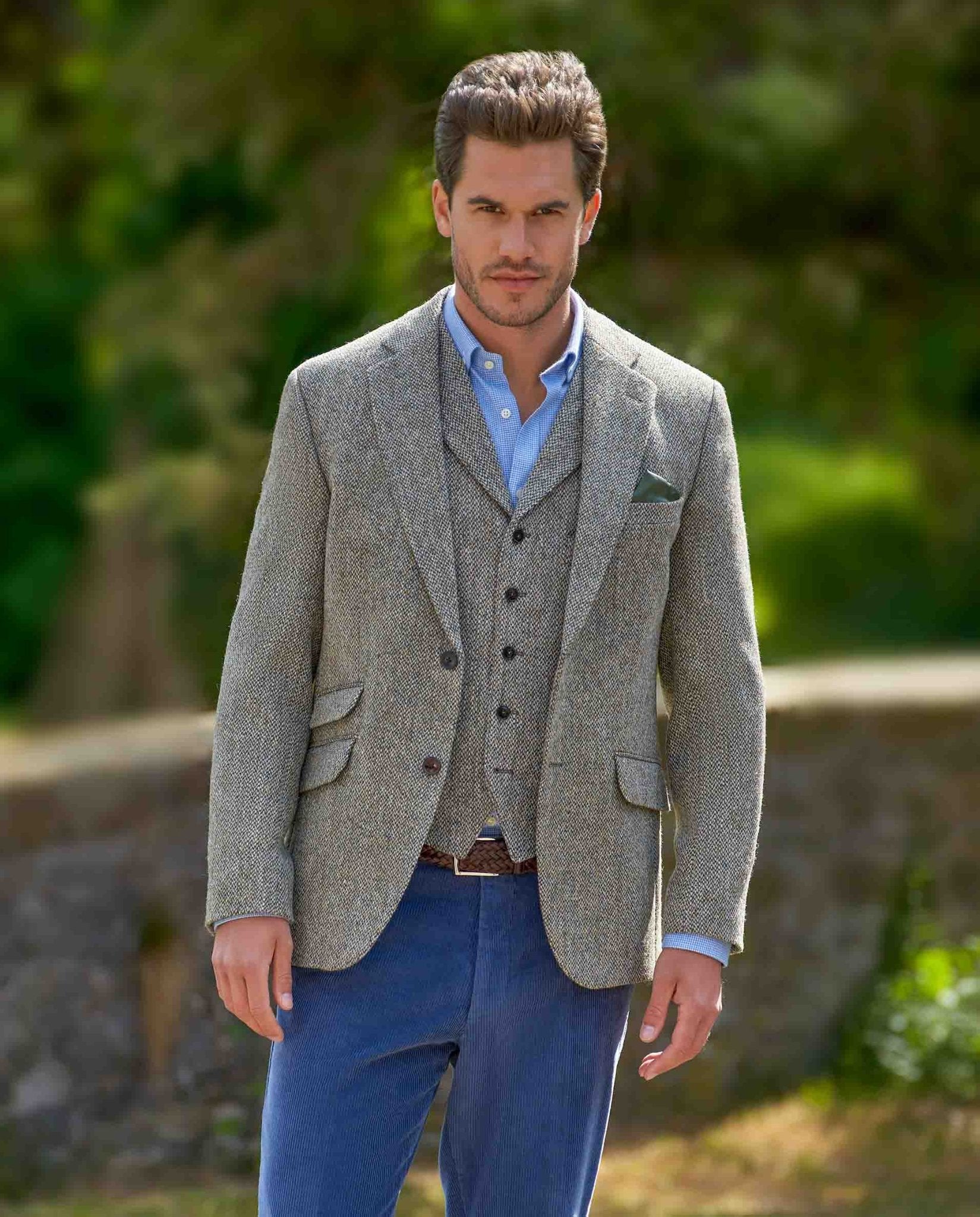 Harris Tweed Sakko ''London'' in multigreen - Wellington of Bilmore