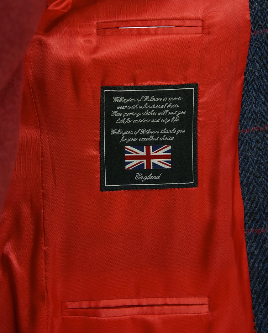 Harris Tweed Sakko ''London'' in red overcheck - Wellington of Bilmore