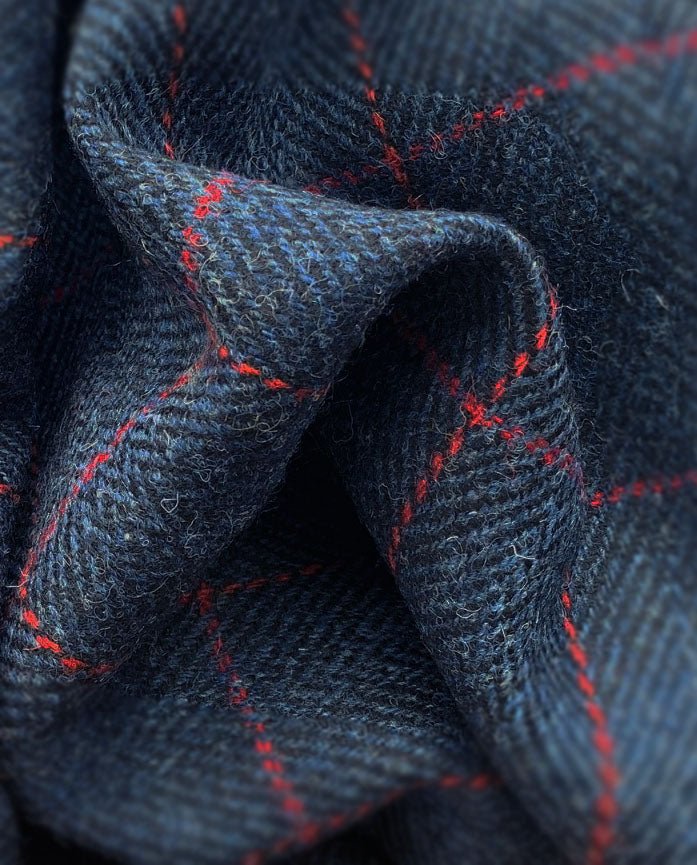 Harris Tweed Sakko "London" in red overcheck - Wellington of Bilmore