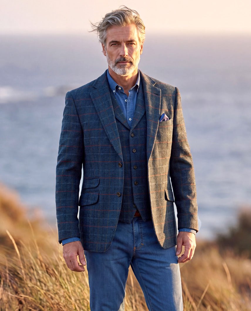 Harris Tweed Sakko "London" in royal navy Tweed - Wellington of Bilmore