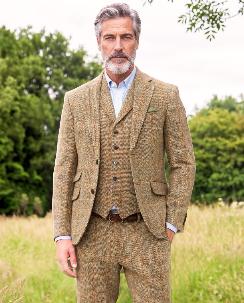 Harris Tweed Sakko ''London'' in sand herringbone - Wellington of Bilmore