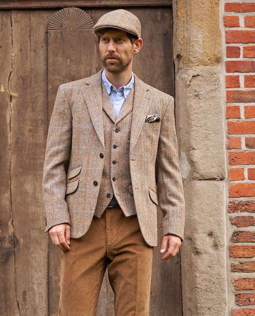 Harris Tweed Sakko ''London'' in sand herringbone - Wellington of Bilmore