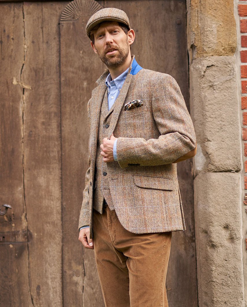 Harris Tweed Sakko ''London'' in sand herringbone - Wellington of Bilmore
