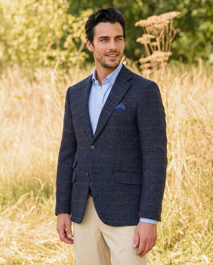Harris Tweed Sakko "London" in scottish blue - Wellington of Bilmore