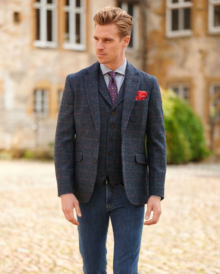 Harris Tweed Sakko ''London'' in scottish blue - Wellington of Bilmore