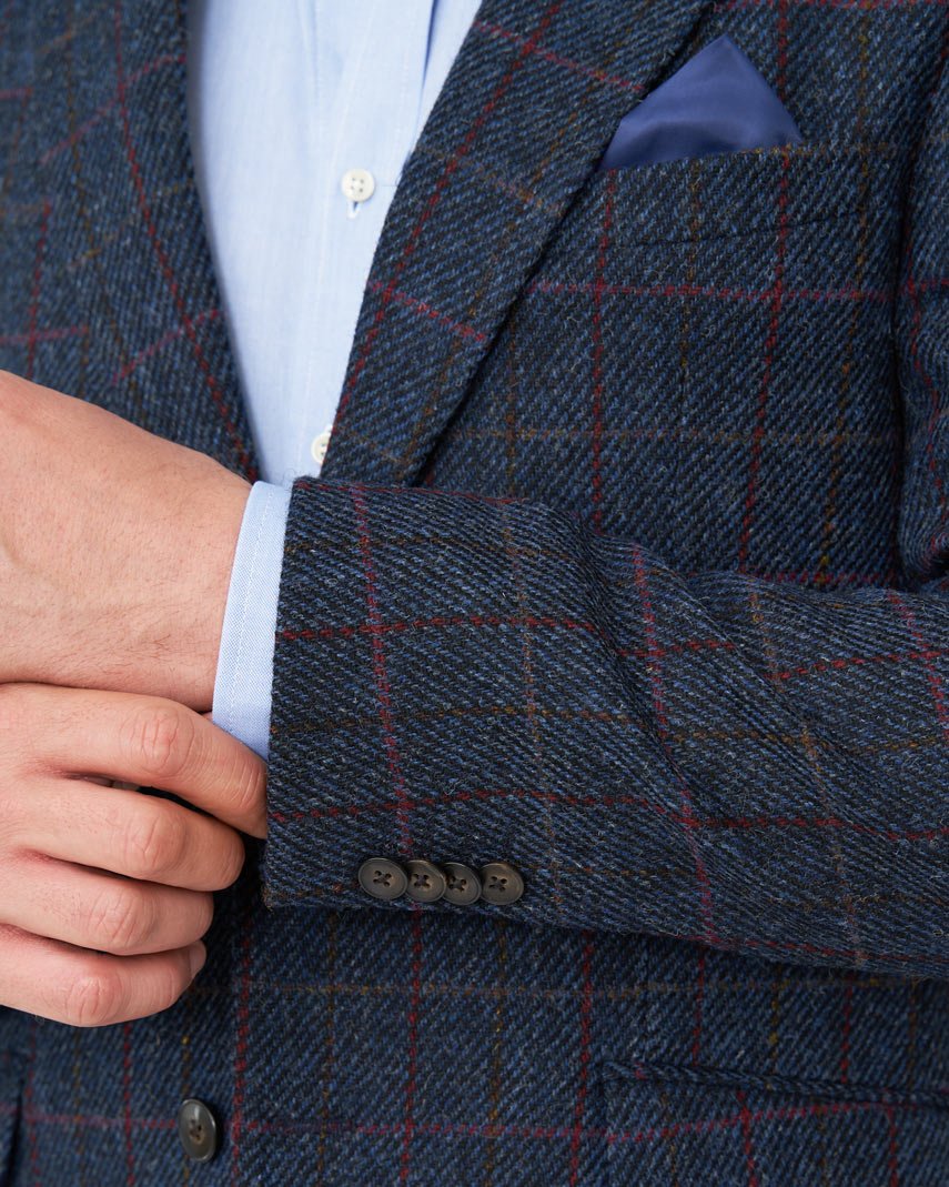 Harris Tweed Sakko "London" in scottish blue - Wellington of Bilmore
