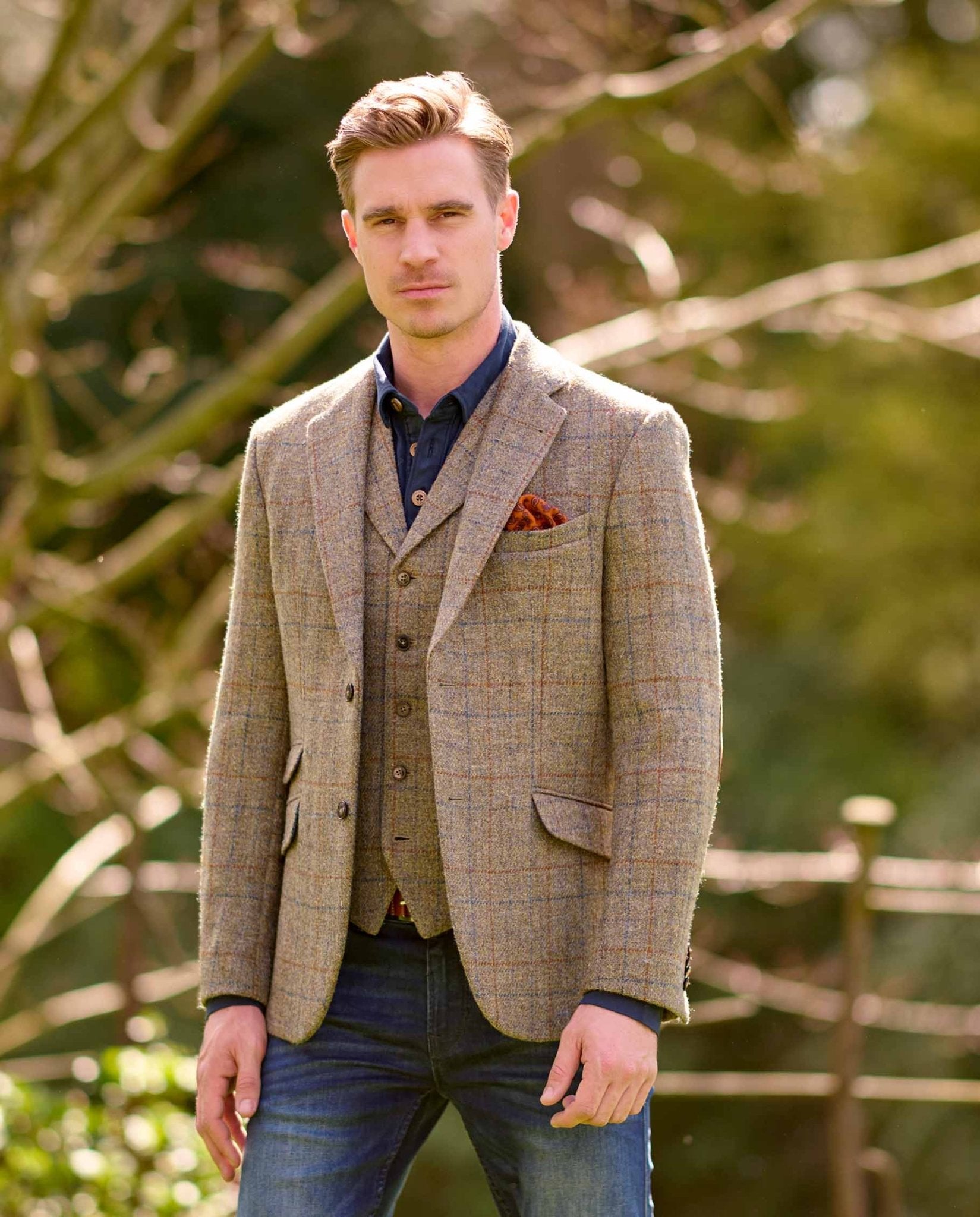 Harris Tweed Sakko ''London'' in Walnut Check - Wellington of Bilmore