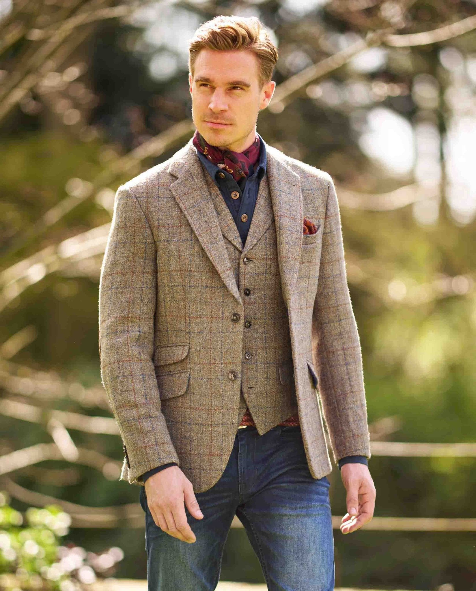 Harris Tweed Sakko ''London'' in Walnut Check - Wellington of Bilmore
