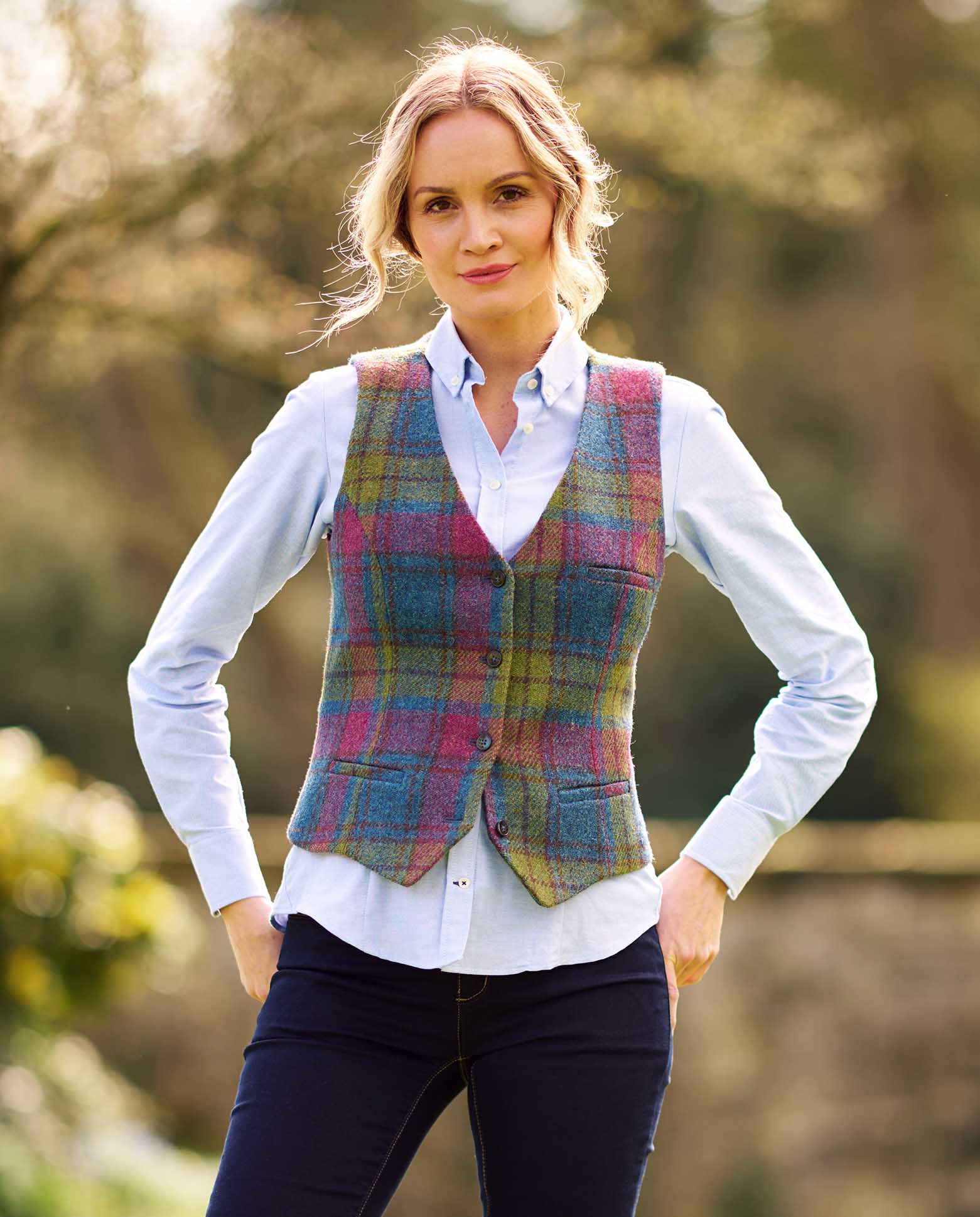 Harris Tweed Weste ''Lea'' in candy check - Wellington of Bilmore