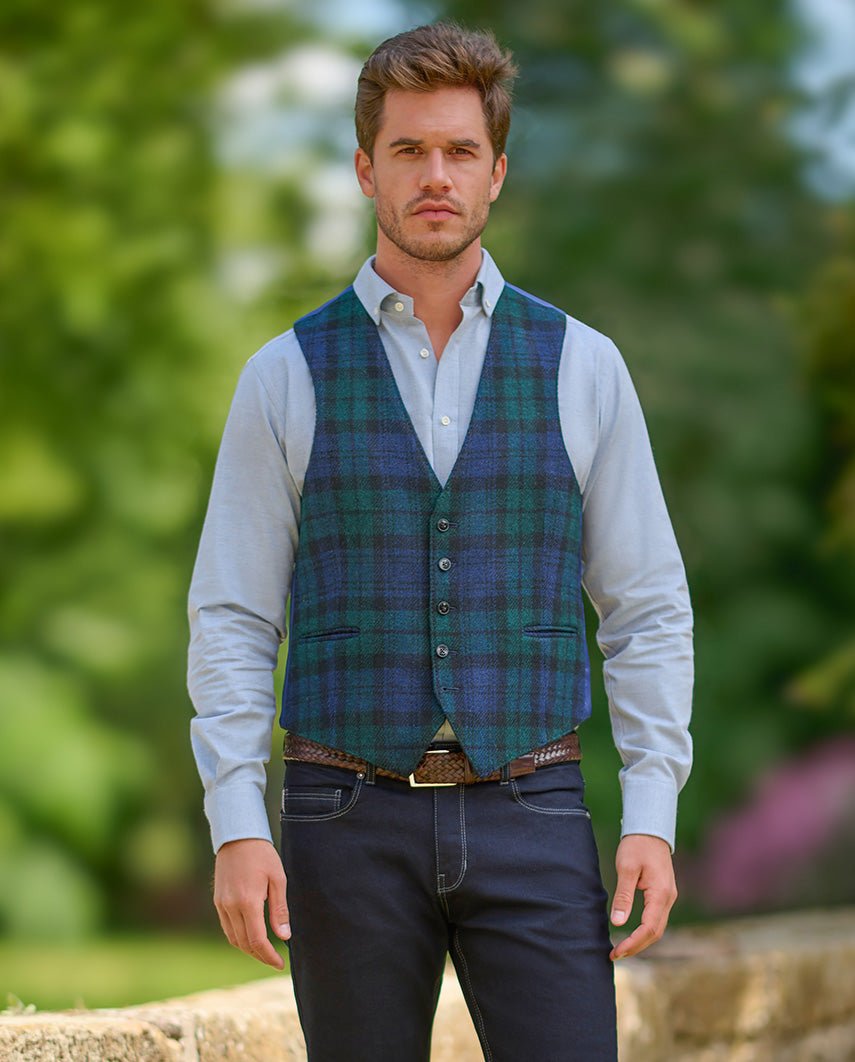 Harris Tweed Weste "Tailor" in blackwatch - Wellington of Bilmore
