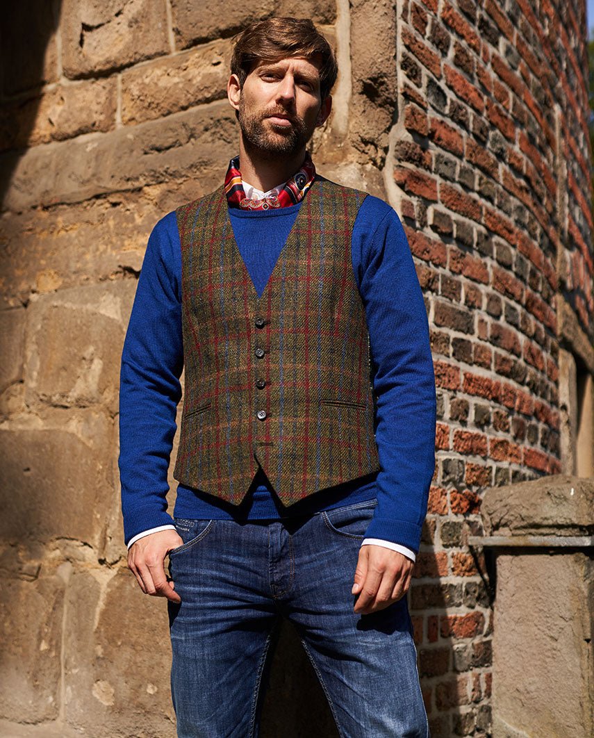 Harris Tweed Weste ''Tailor'' in red - blue Check - Wellington of Bilmore