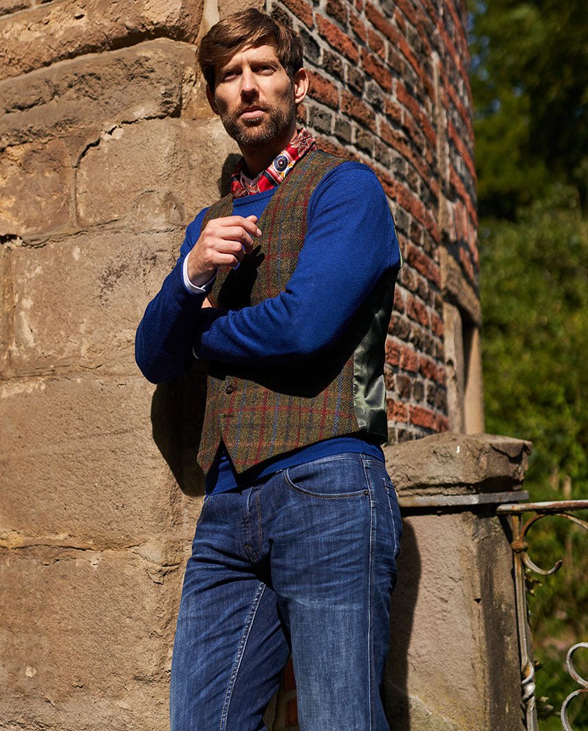 Harris Tweed Weste ''Tailor'' in red - blue Check - Wellington of Bilmore
