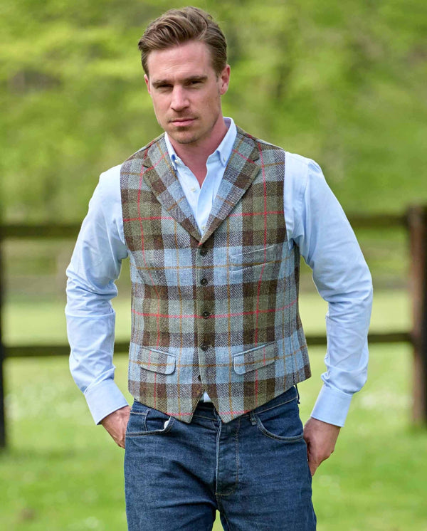 Harris Tweed Weste "Wales" im Highland Check