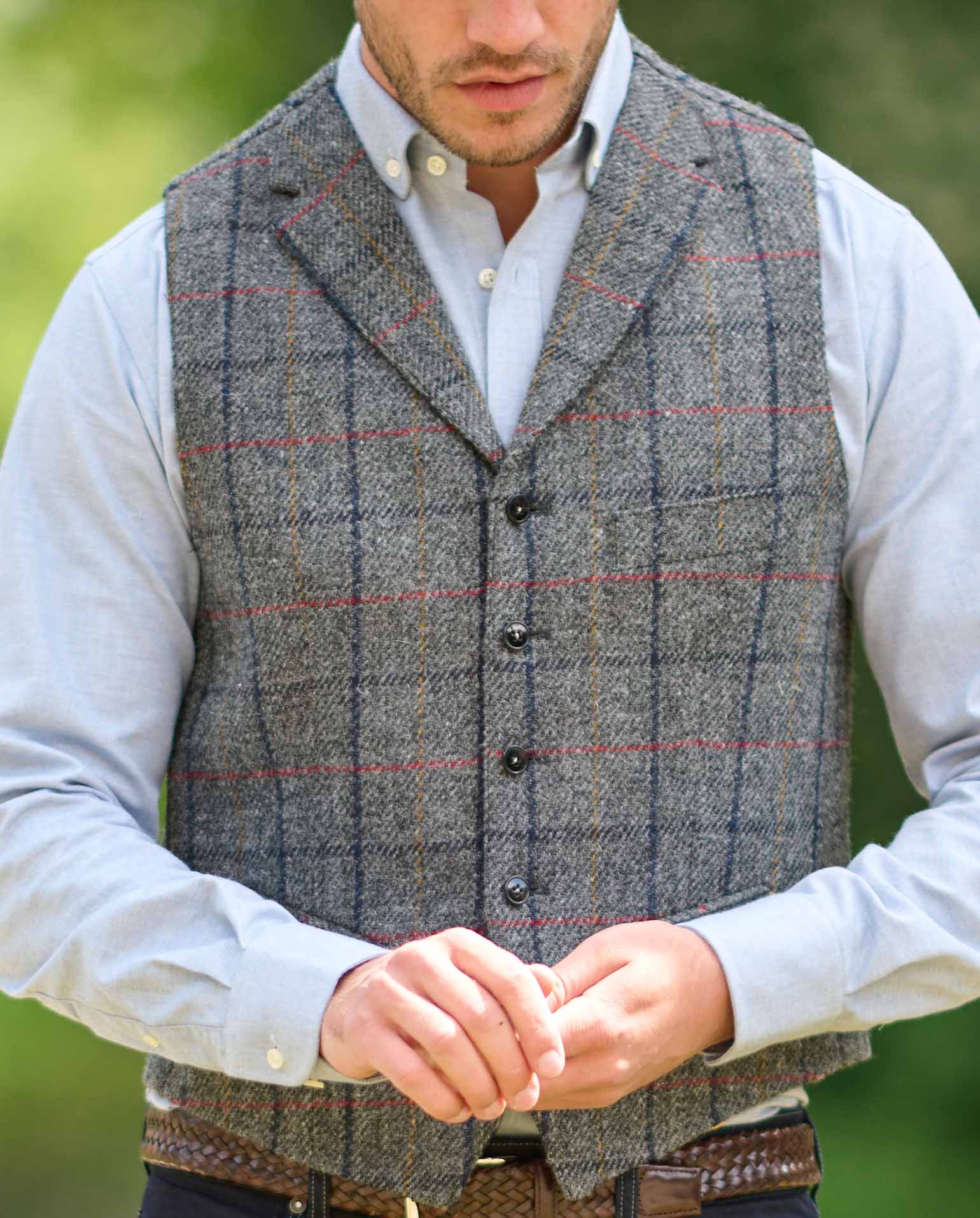 Harris Tweed Weste ''Wales'' in anthra check - Wellington of Bilmore