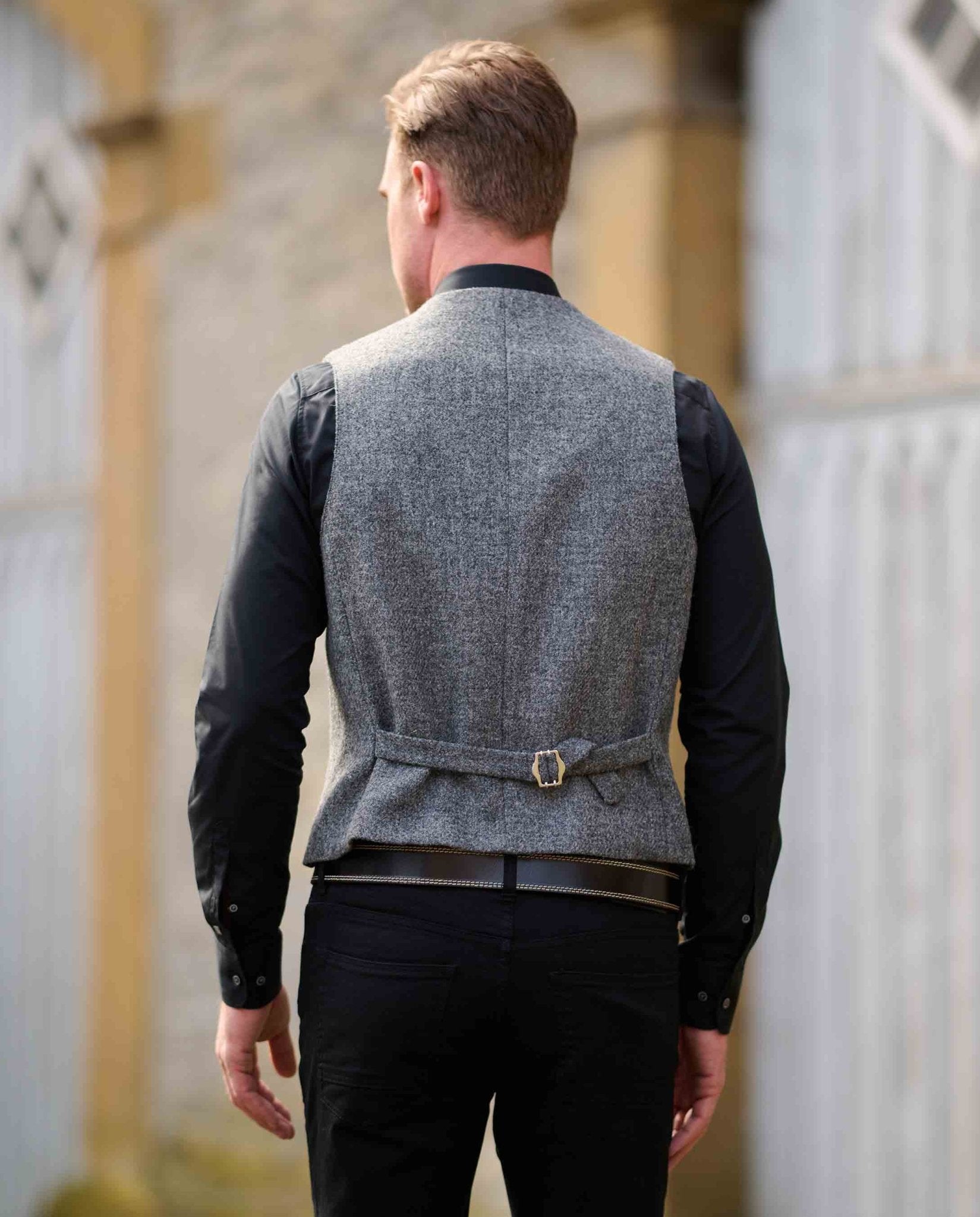 Harris Tweed Weste ''Wales'' in anthra melange - Wellington of Bilmore
