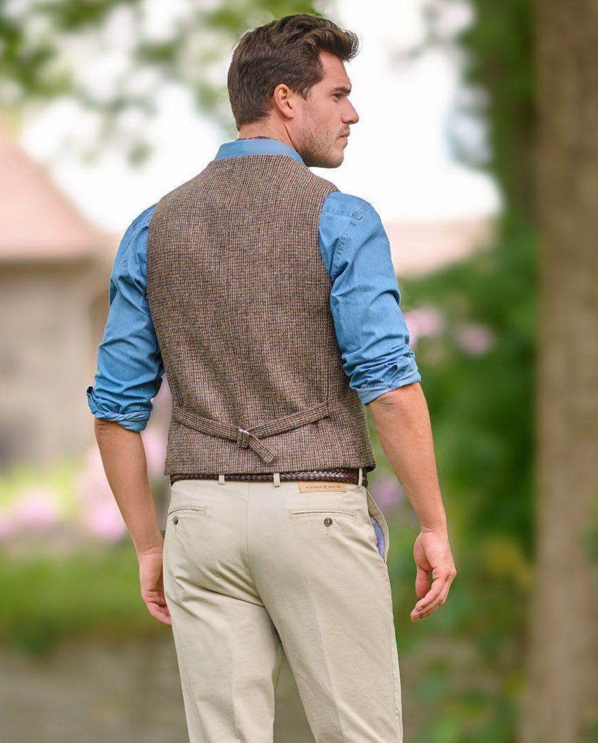 Harris Tweed Weste ''Wales'' in buntem Hahnentritt - Wellington of Bilmore