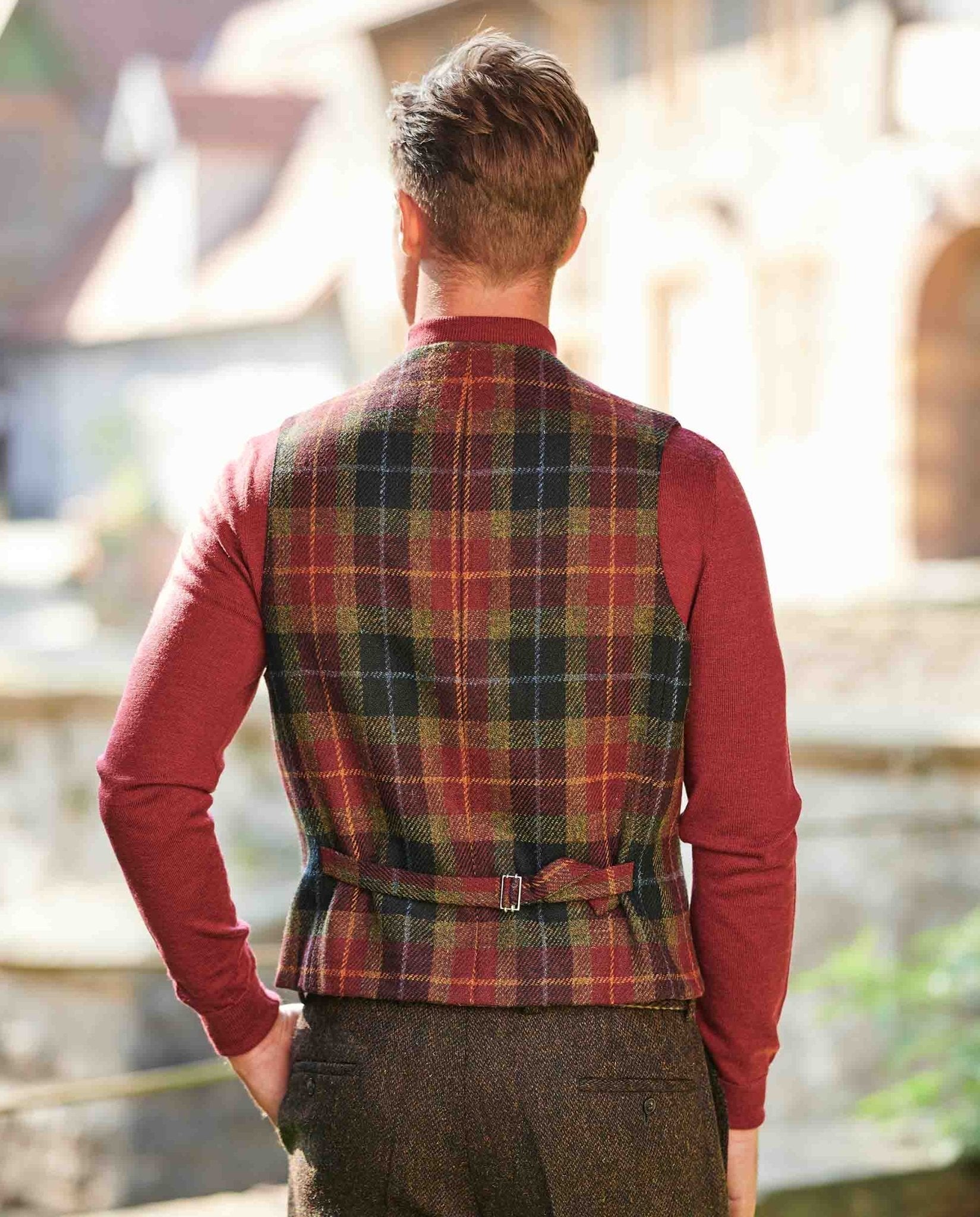 Harris Tweed Weste "Wales" in "Check of Island" - Wellington of Bilmore