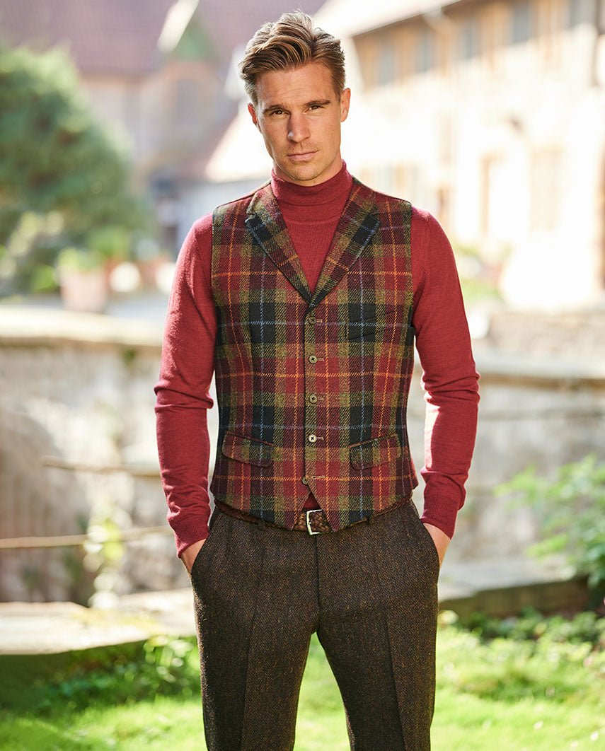Harris Tweed Weste "Wales" in "Check of Island" - Wellington of Bilmore