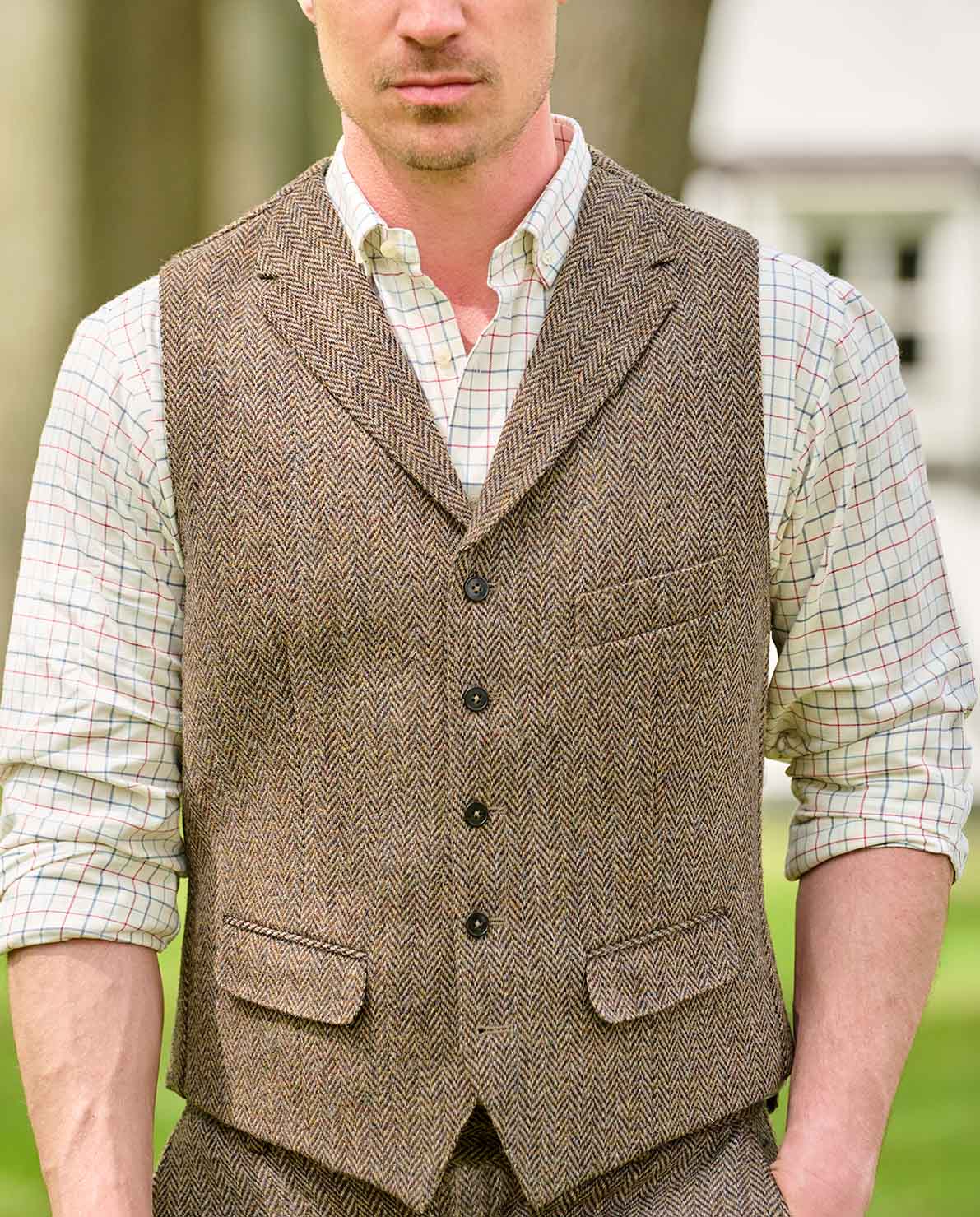 Harris Tweed Weste ''Wales'' in country herringbone - Wellington of Bilmore