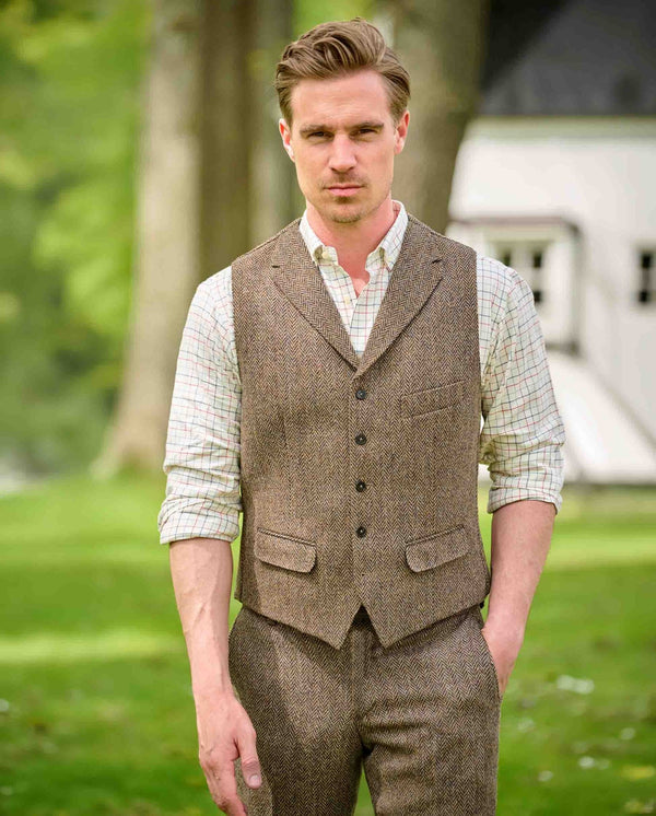 Harris Tweed Weste "Wales" in country herringbone