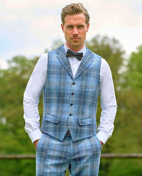 Harris Tweed waistcoat ''Wales'' in jeans herringbone