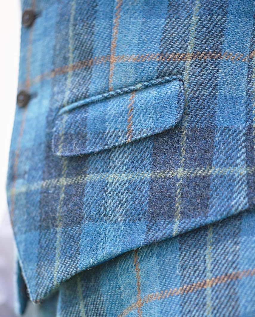 Harris Tweed Weste ''Wales'' in jeans herringbone - Wellington of Bilmore