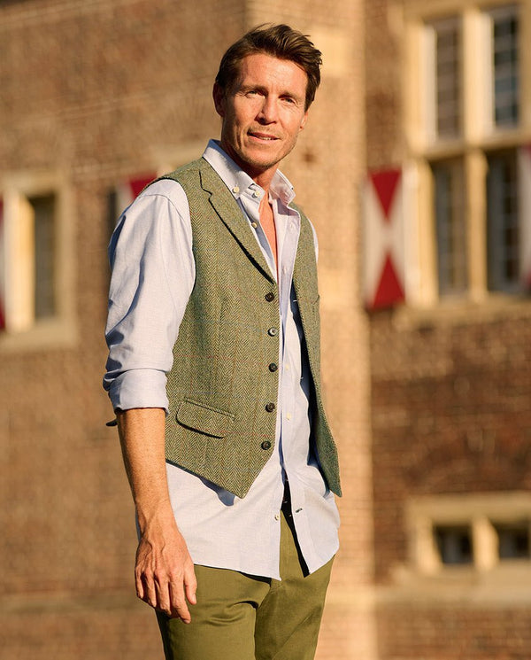 Harris Tweed waistcoat "Wales" in light green