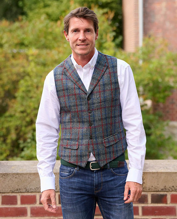 Harris Tweed Weste "Wales" in royal check