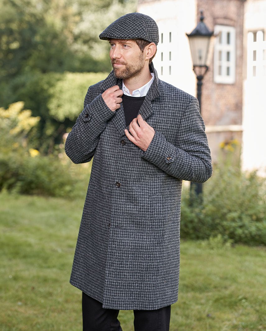 Herren Blazermantel ''Billy'' aus Harris Tweed in black Houndstooth - Wellington of Bilmore