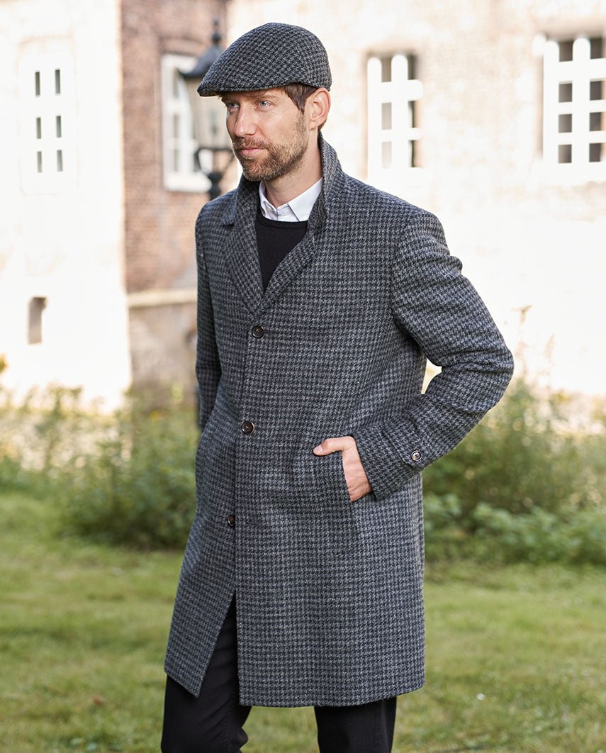 Herren Blazermantel ''Billy'' aus Harris Tweed in black Houndstooth - Wellington of Bilmore