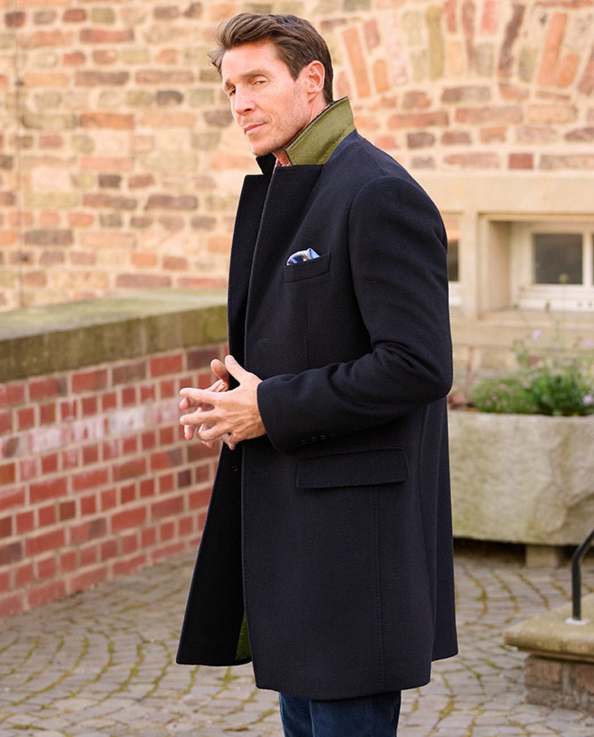 Herren Blazermantel ''Edwin'' aus Woll - Kaschmir - Mix in navy - Wellington of Bilmore