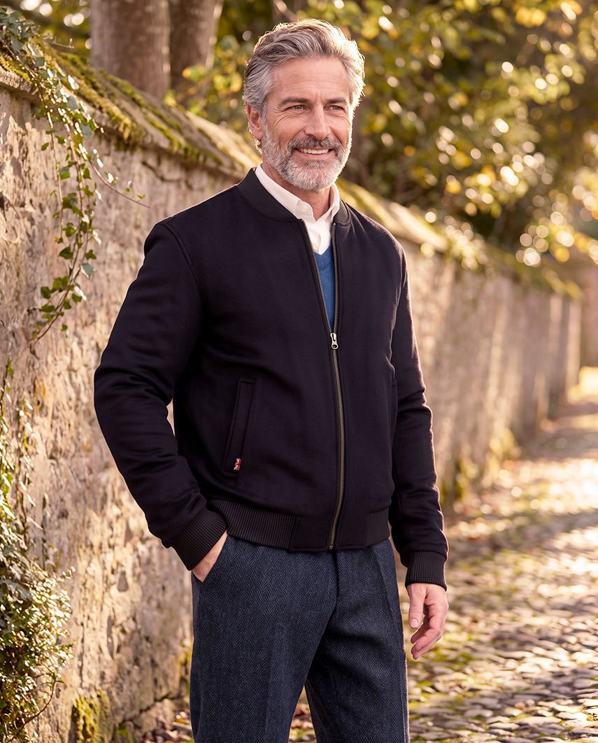 Herenblouson "Lumber" van wol-kasjmier in navy, productkaart