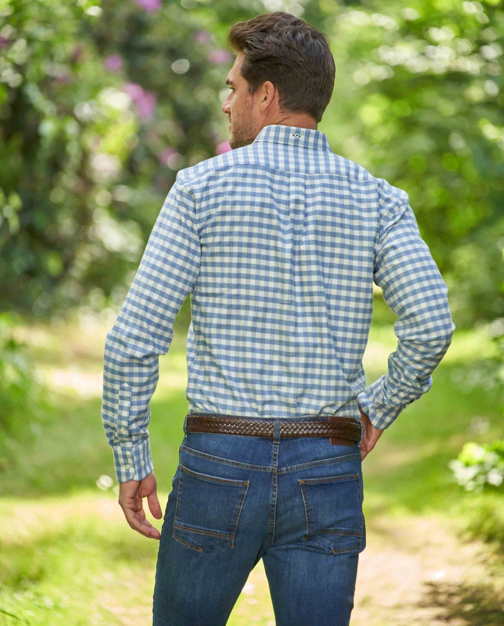 Herren Button - Down - Hemd ‚,Steward‘' – Blaues Vichy - Karo - Wellington of Bilmore