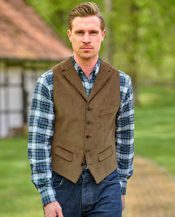 Herren Cord Weste "Wales" in mud