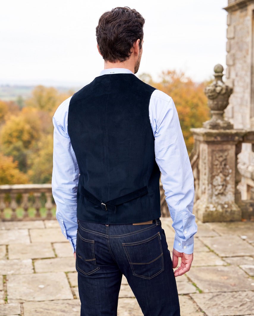 Herren Cord Weste "Wales" in navy - Wellington of Bilmore