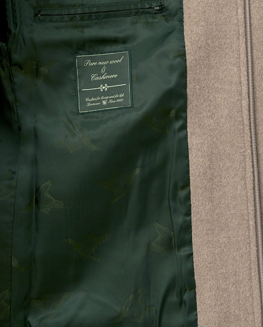 Heren fieldjacket "Stanford" in taupe – edele wol-kasjmier - Wellington of Bilmore