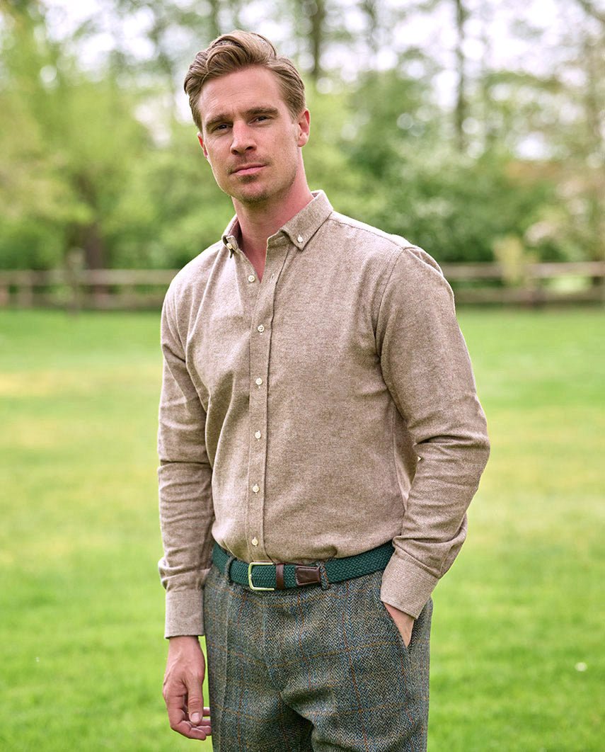 Herren Flanellhemd ,,Steward'' in beige - Wellington of Bilmore