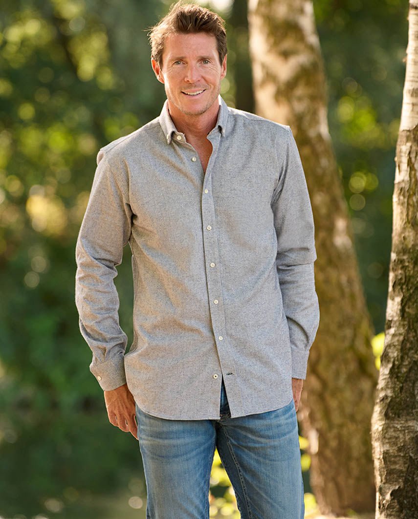 Herren Flanellhemd ,,Steward'' in Oxford blue - Wellington of Bilmore