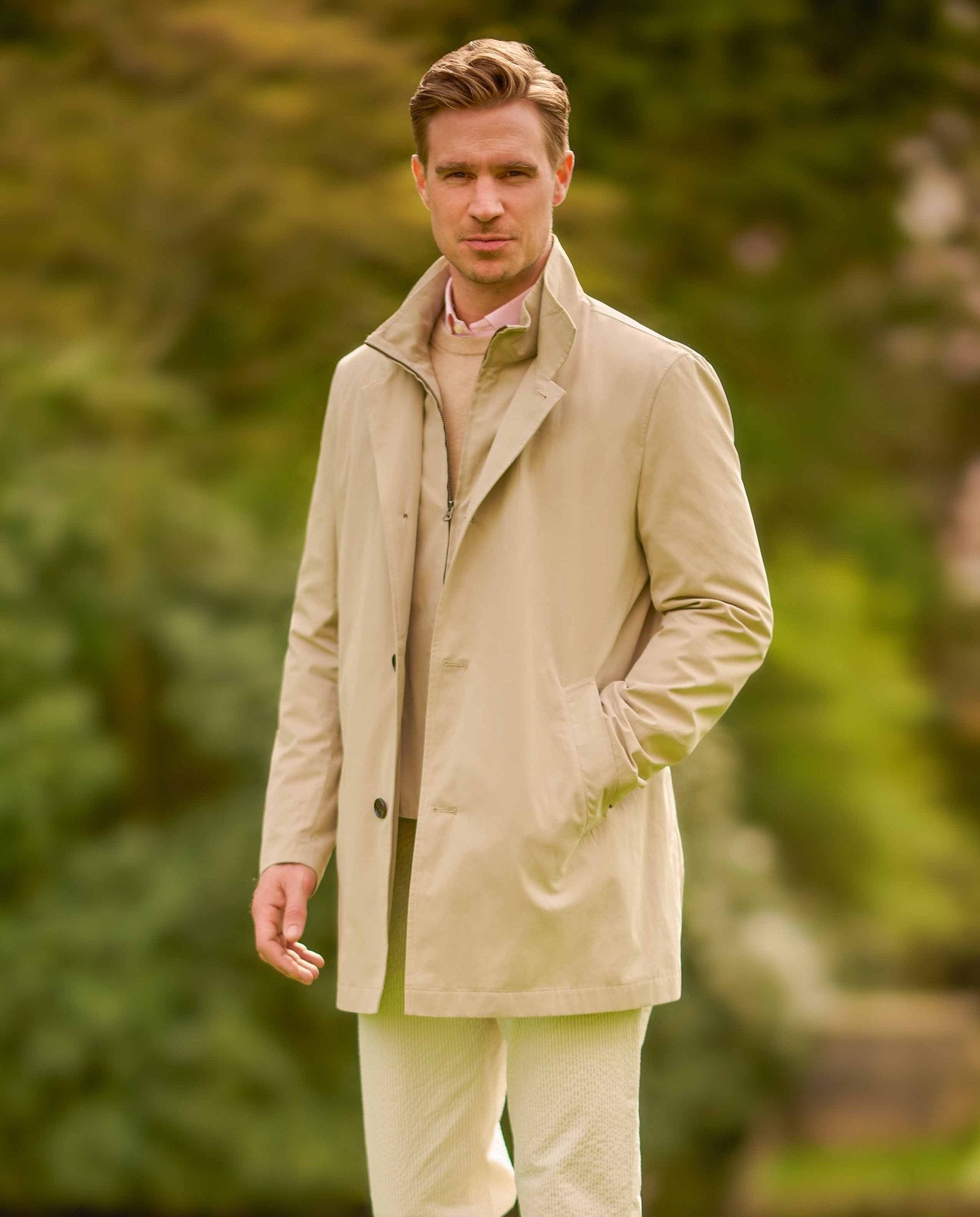 Herren Kurzmantel ''Beeford'' mit Westeneinsatz in beige - Wellington of Bilmore