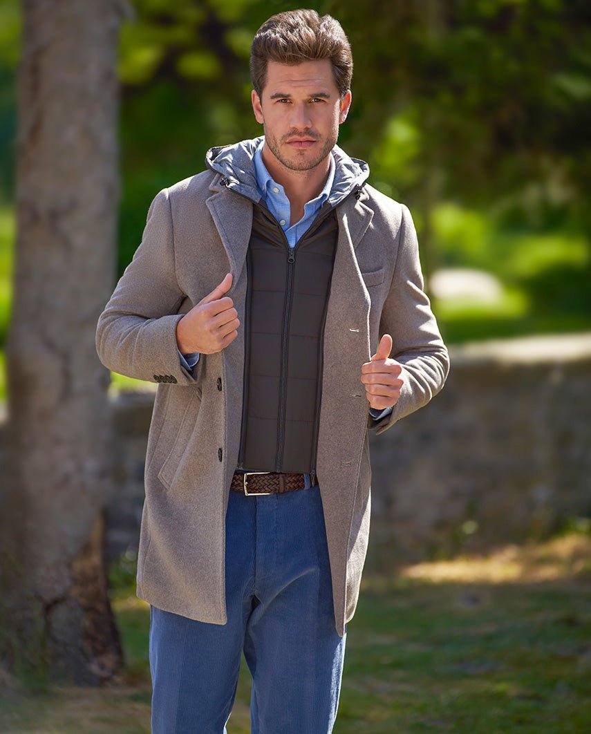 Herren Kurzmantel ”Flynston” mit Westeneinsatz in taupe - Wellington of Bilmore