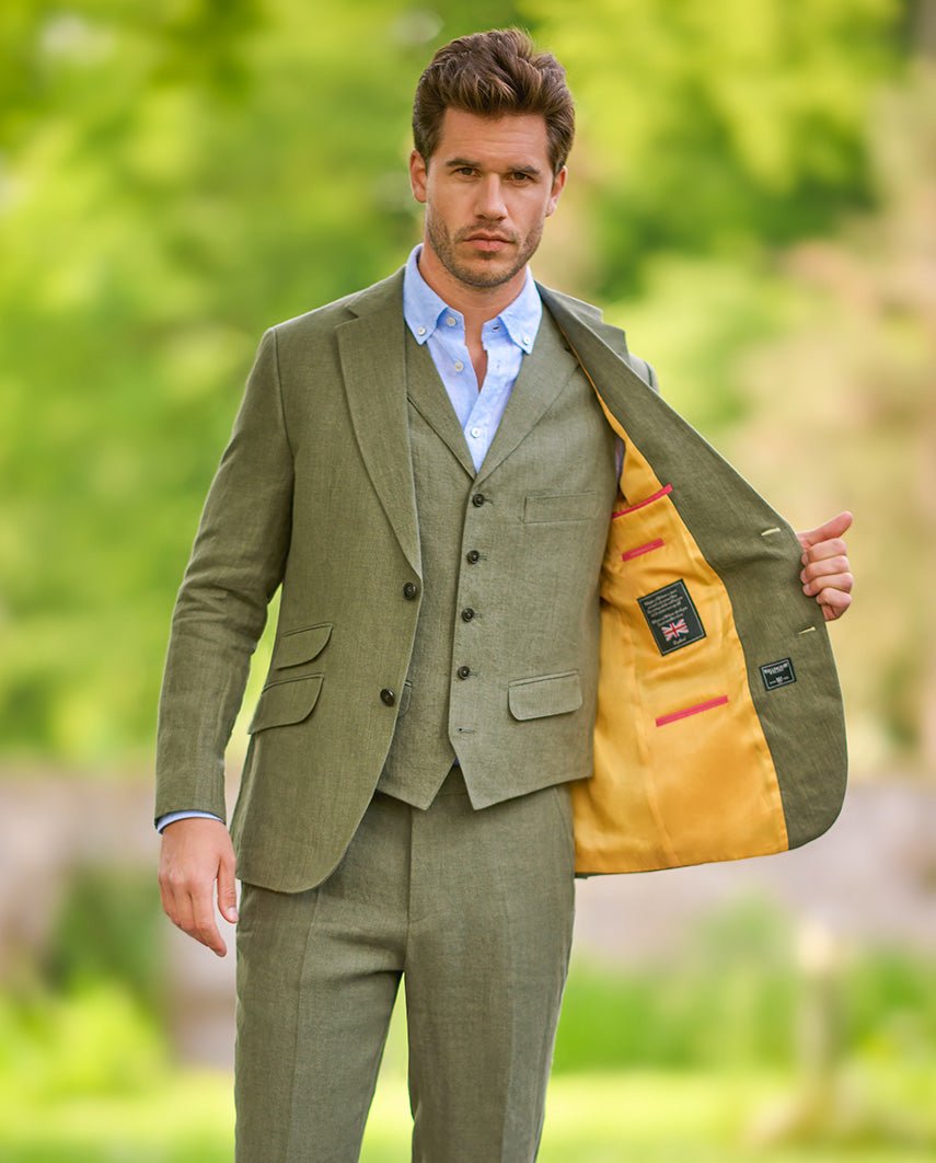 Herren Leinen Sakko ''London'' in oliv - Wellington of Bilmore