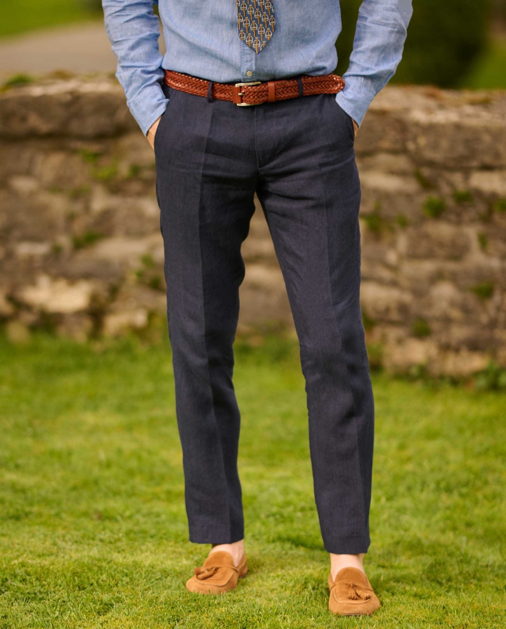 Herren Leinenhose "Mr. Miller" in navy - Wellington of Bilmore