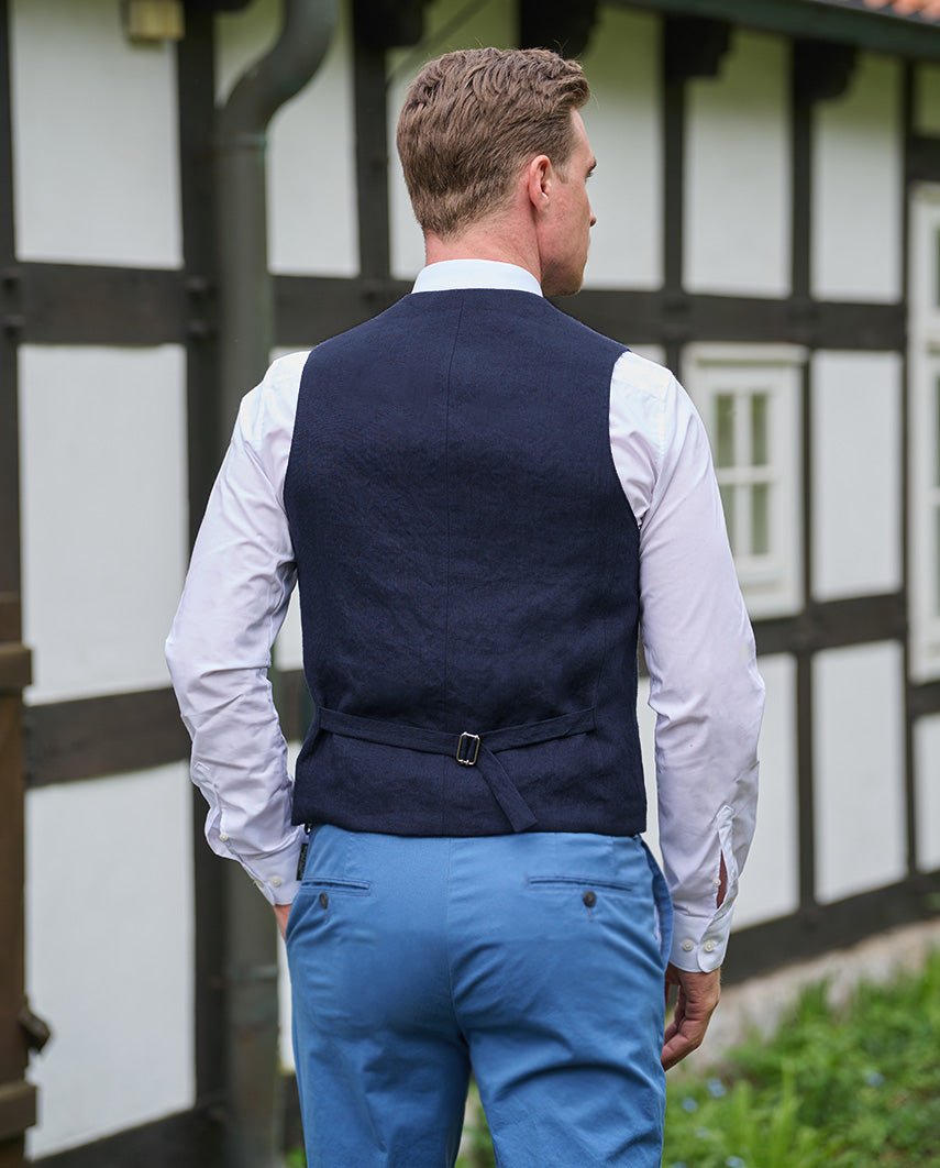 Herren Leinenweste ''Wales'' in navy - Wellington of Bilmore