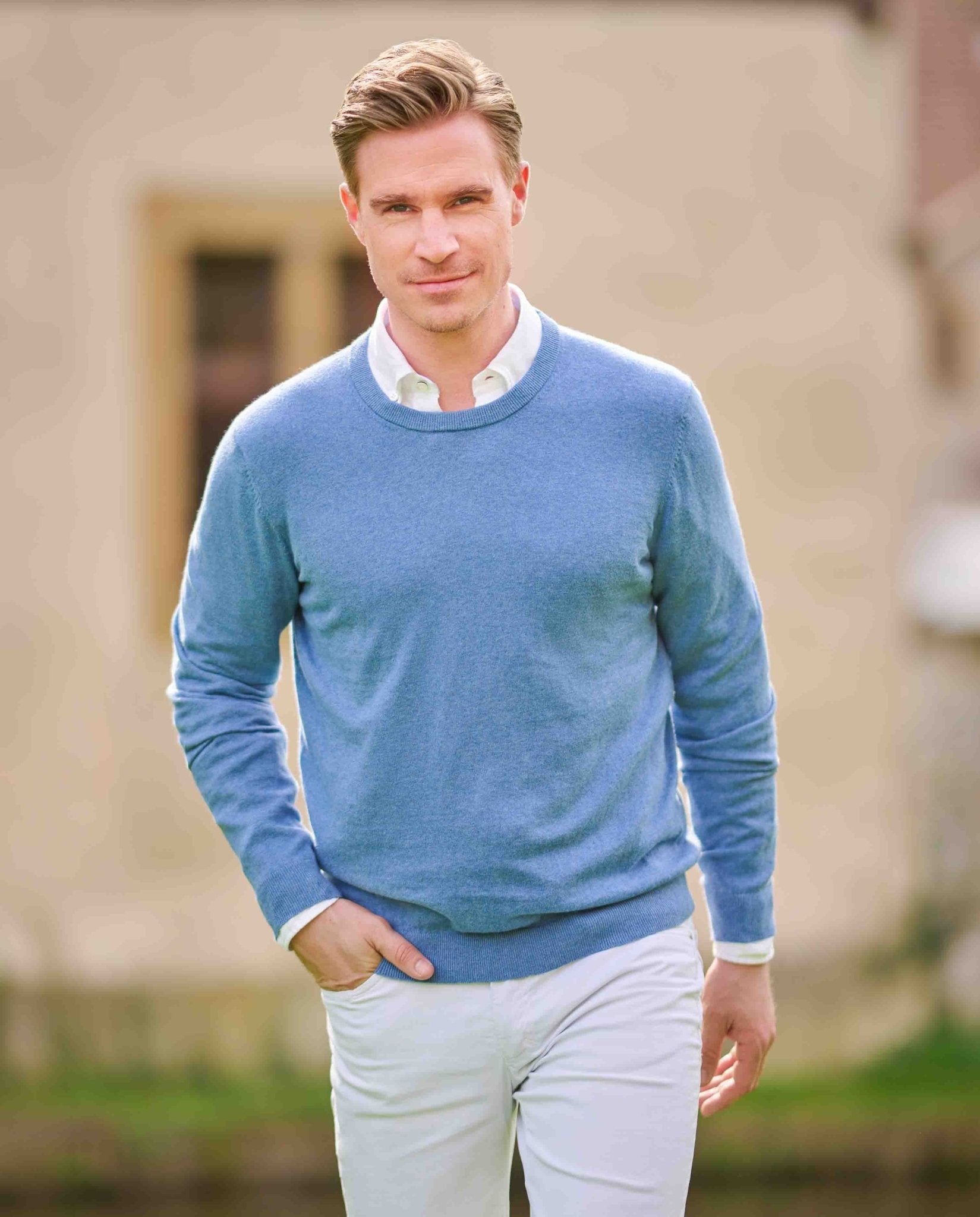 Herren Pullover ''Till'' in blau mit Rundhals - Wellington of Bilmore