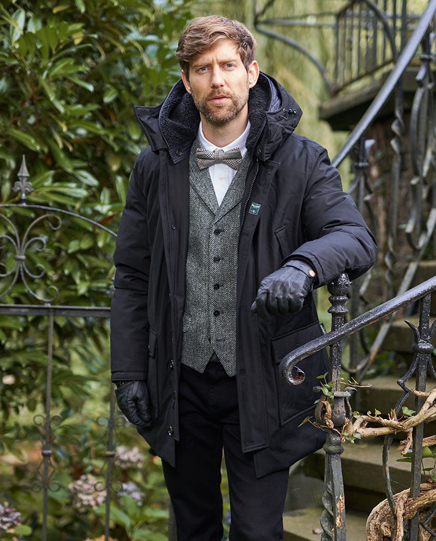 Herren Winter Parka „Byron“ in schwarz – abnehmbare Kapuze - Wellington of Bilmore