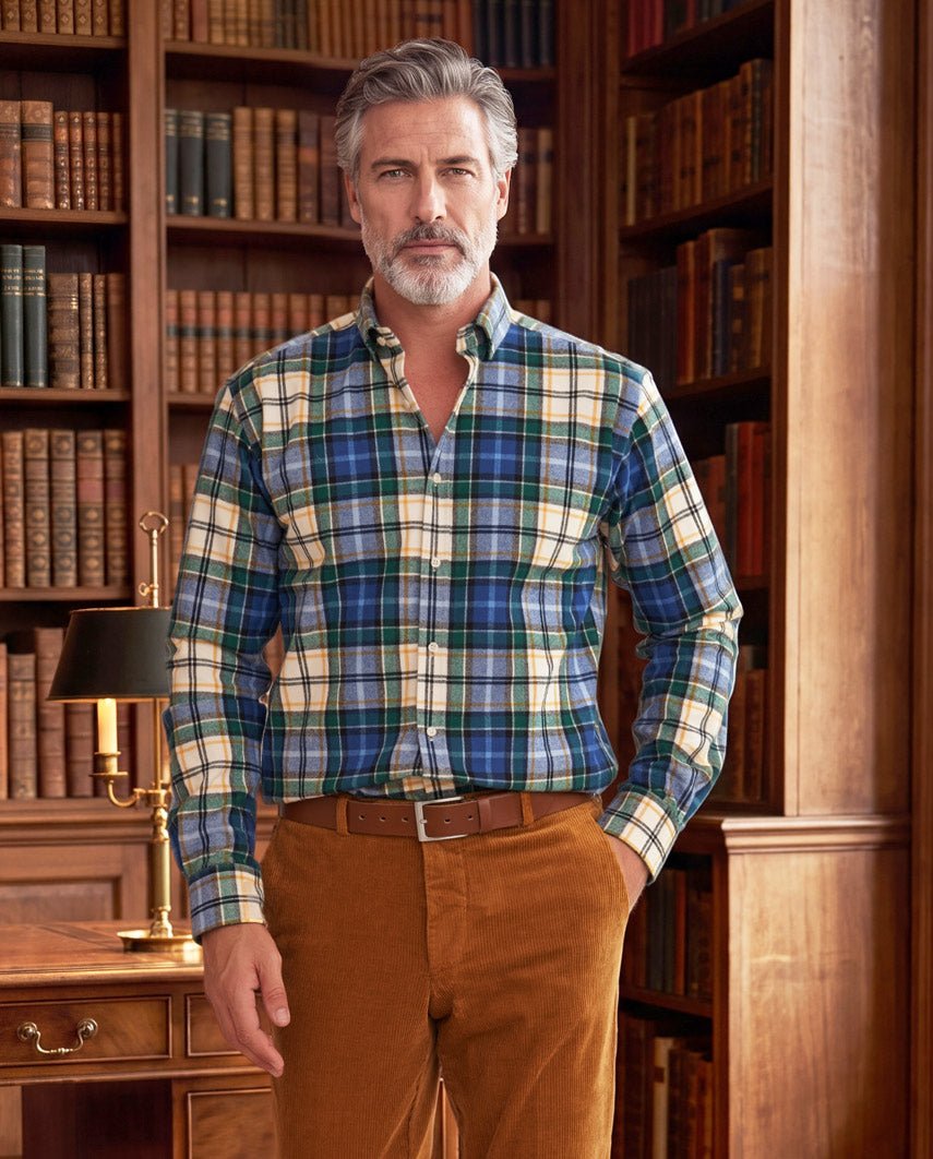 Herrenhemd ‚,Steward'‘ mit Button-Down-Kragen – flanell check - Wellington of Bilmore